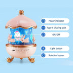 Bunny-themed LED night light with 360-degree rotating star projector