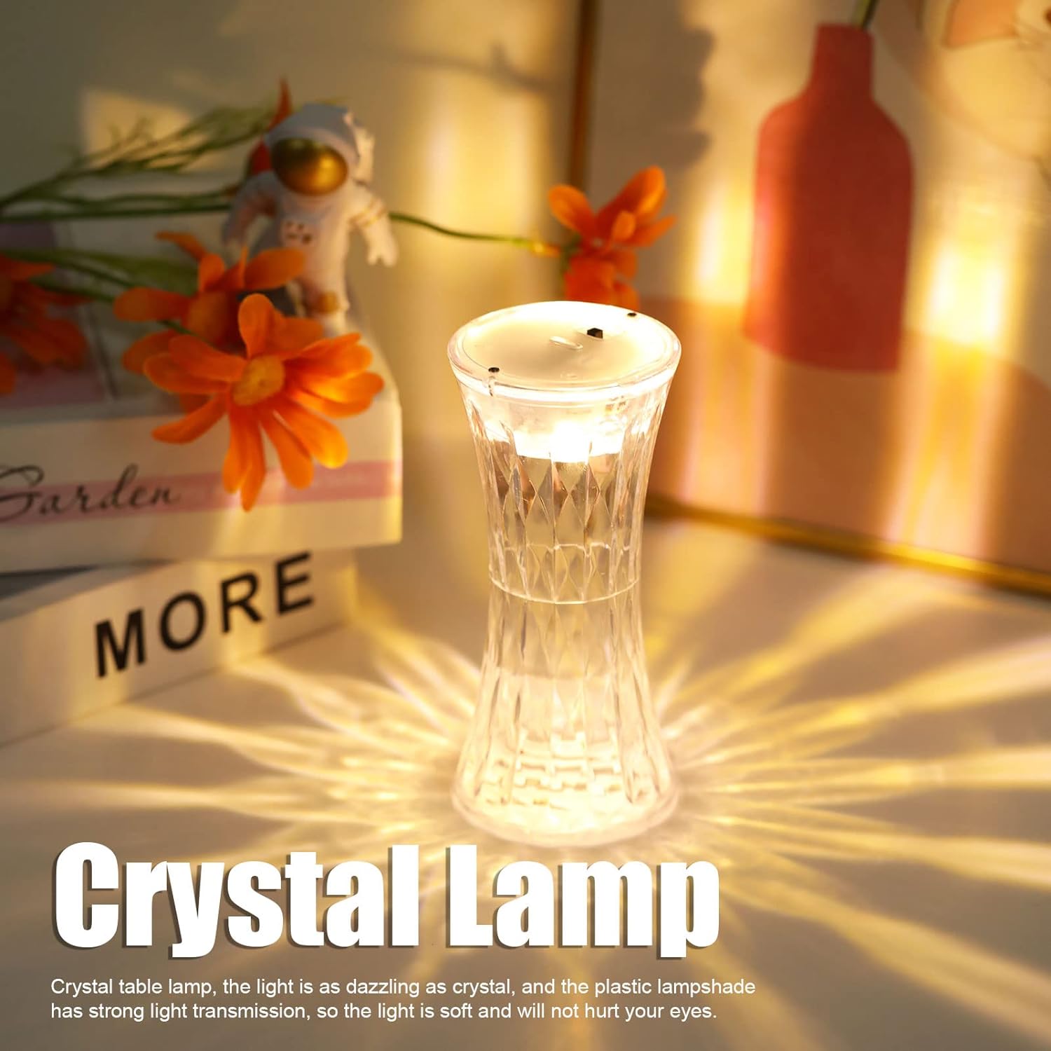 Detail of the transparent crystal-like design of the Night Light, showcasing its shine.