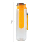 Close-up of large capacity water bottle with infuser and leakproof lid