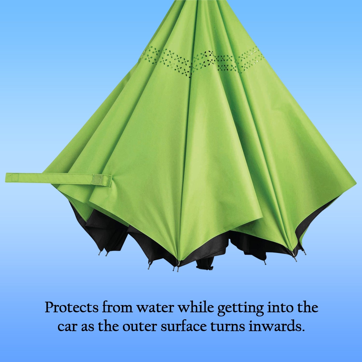 Underside view of the kids foldable umbrella canopy, showing robust frame.