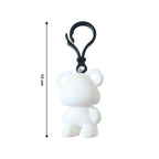 Bear keychain accessory clipped onto school bag handle