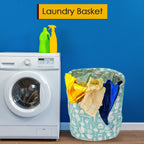 Compact foldable storage bag for laundry and toys, demonstrating its space-saving design.