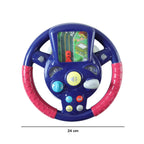 Side view of colorful musical steering wheel toy for early childhood play