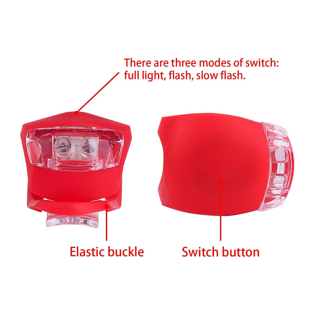 Vibrant glow of the silicone bike lights, ensuring enhanced visibility for cyclists in low light.