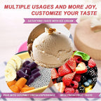 Close-up view highlighting the design and colors of the ice cream bowl set.