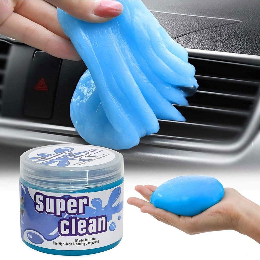 Velvet Wipe cleaning gel effortlessly picking up dust from a car dashboard.