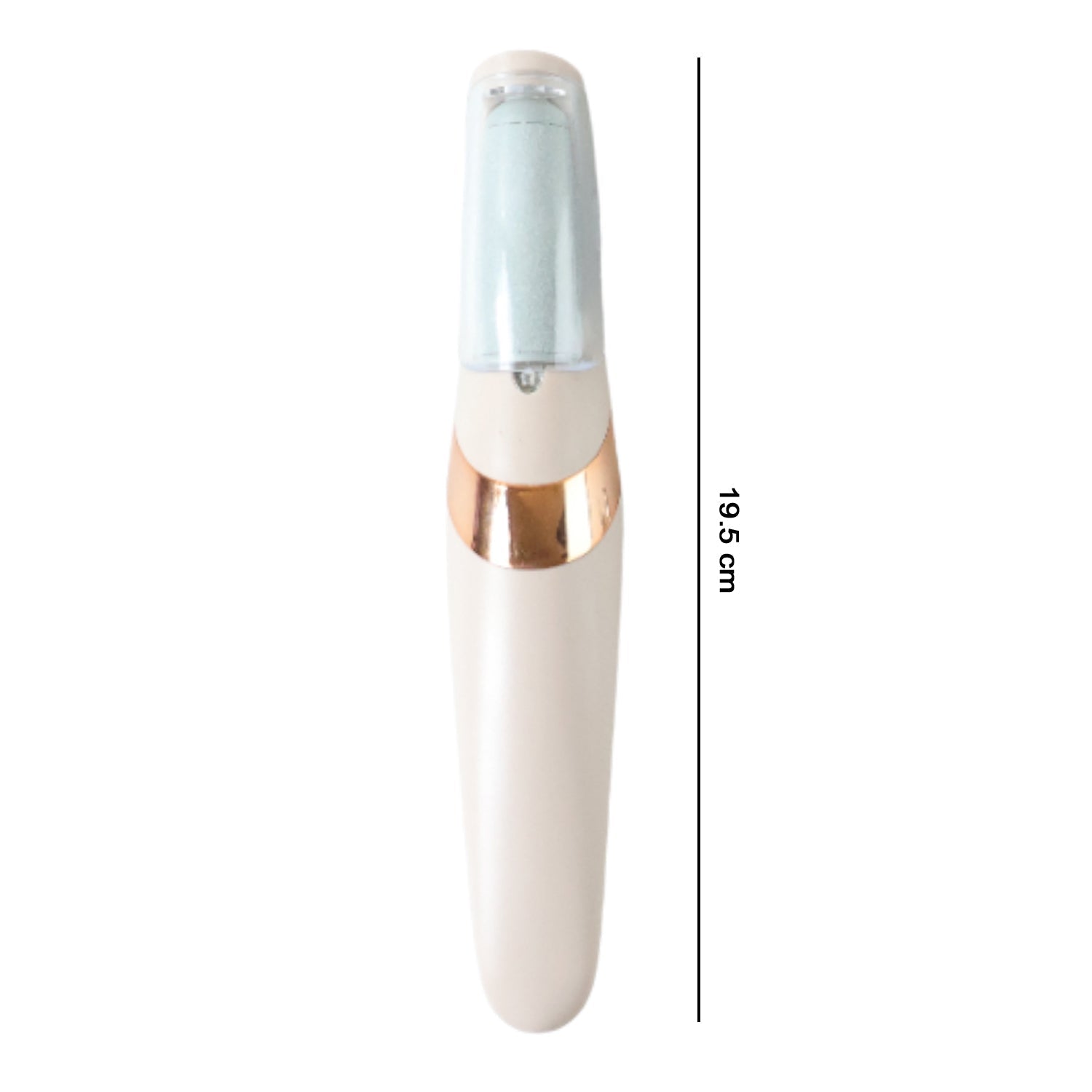 Top view of the sleek Flewless Pedi electronic foot file, ready for use.