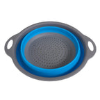 Close-up of the collapsible design of the silicone kitchen strainer.