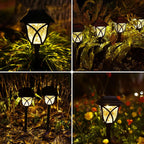 Top-down view of a FitFuzion solar pathway light's panel, highlighting its efficient sunlight absorption.