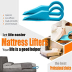 Close-up of the curved handle and lifting tip of the ergonomic mattress lifter.