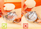 Stainless steel dough mold creating a crisp edge for pastries.