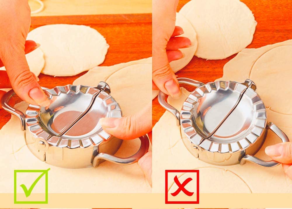 Stainless steel dough mold creating a crisp edge for pastries.