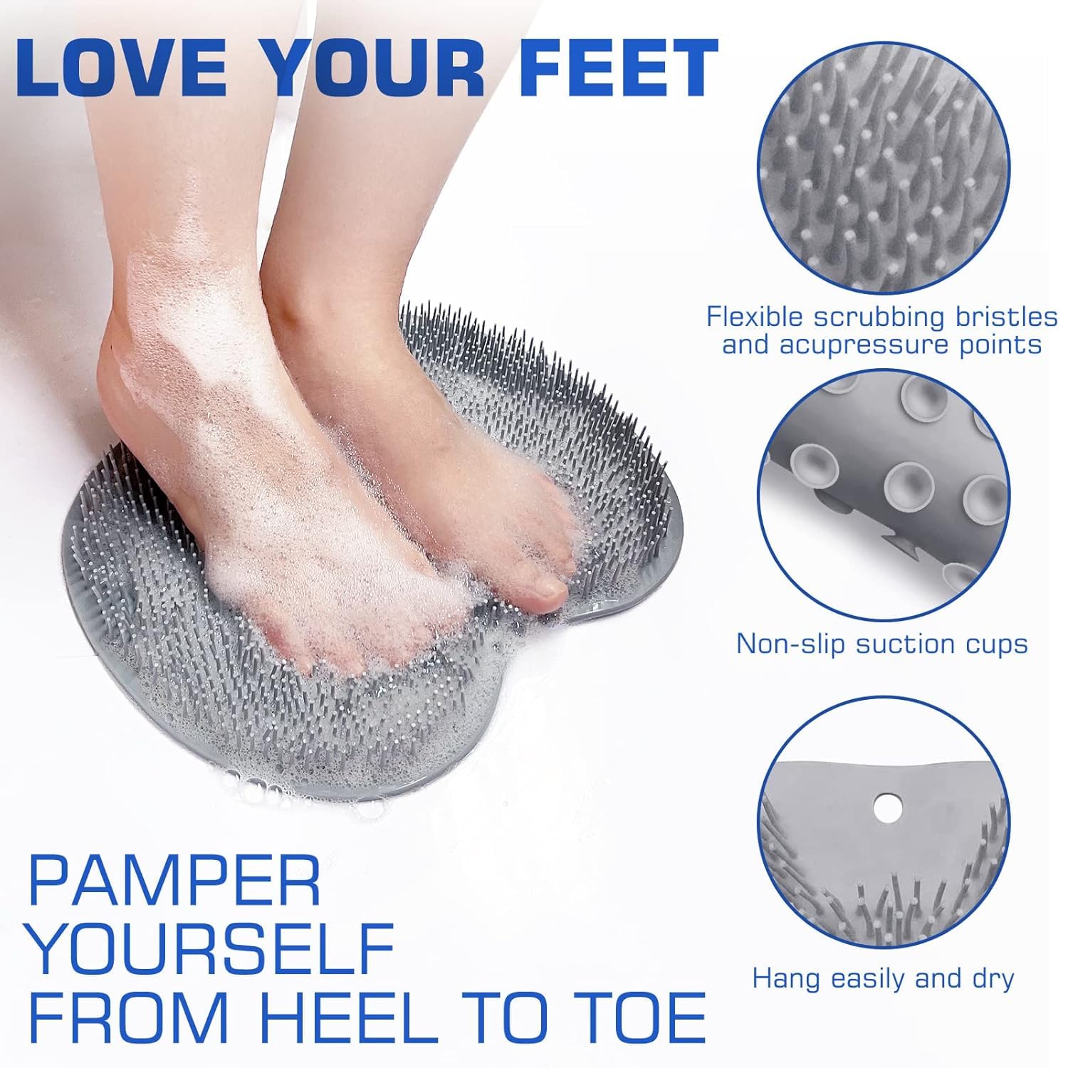 Silicone bath foot scrubber mat used for foot massage