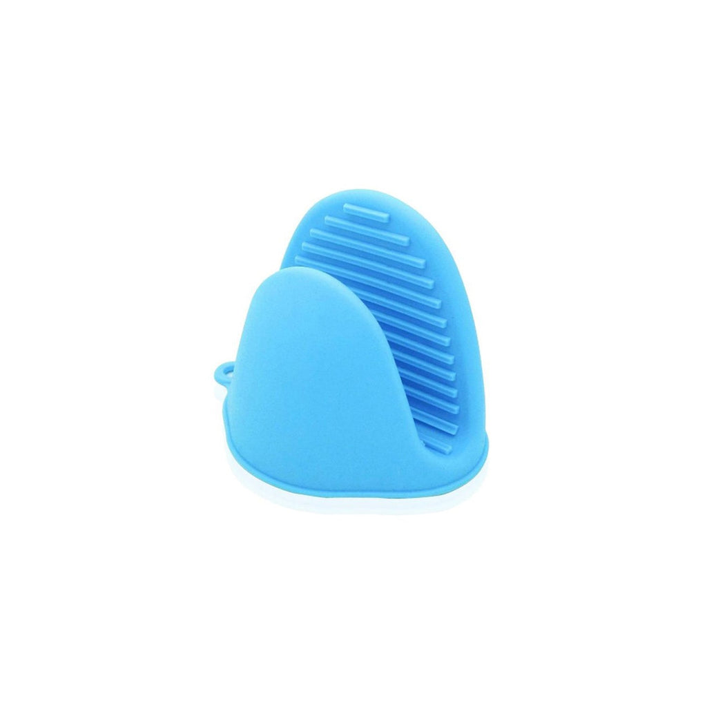Silicone cooking mitt with a convenient hanging loop for easy storage.