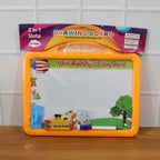 Kids using the 2-in-1 double-sided writing board set to practice writing and math skills