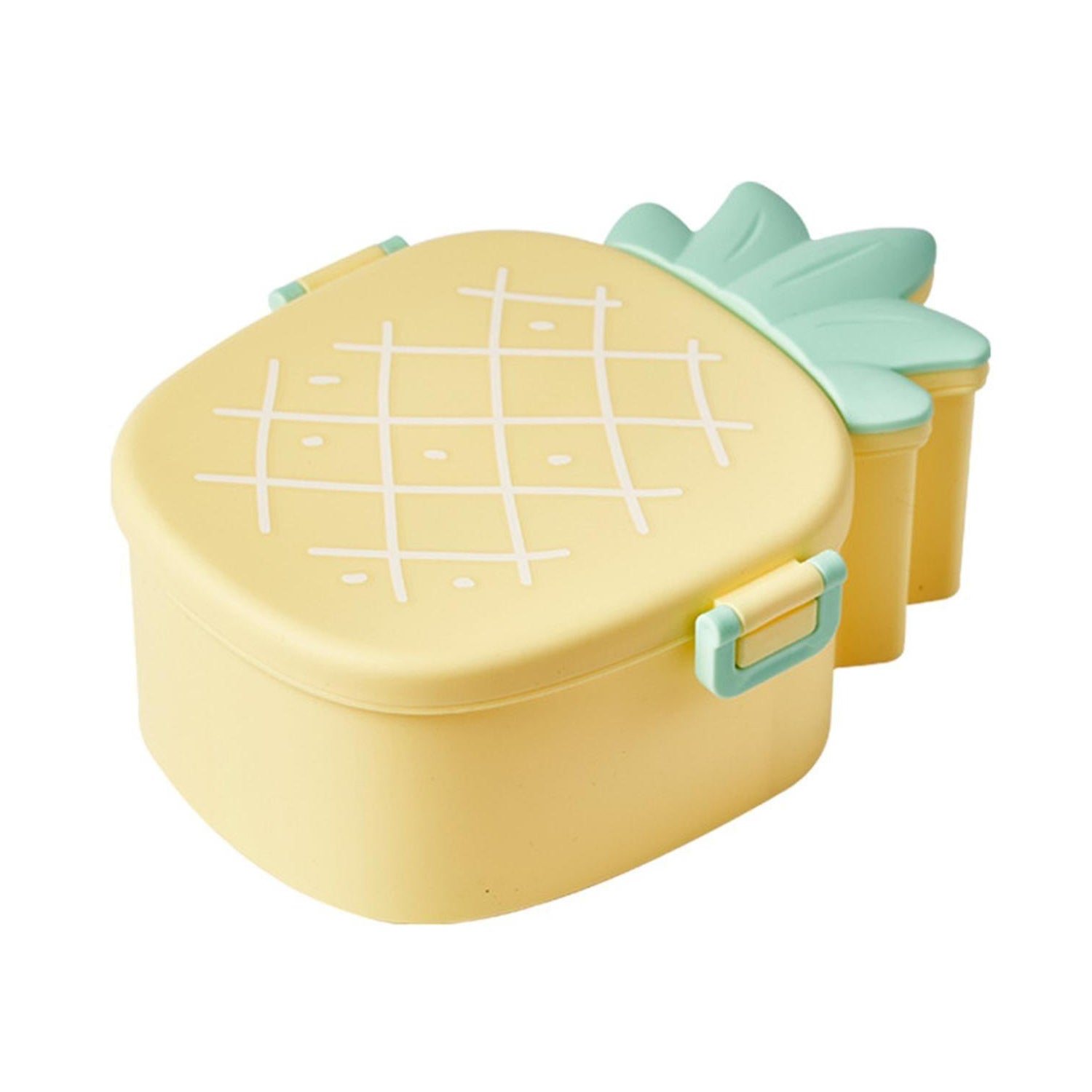 Side view of the portable pineapple-shaped Kids Bento Lunch Box.