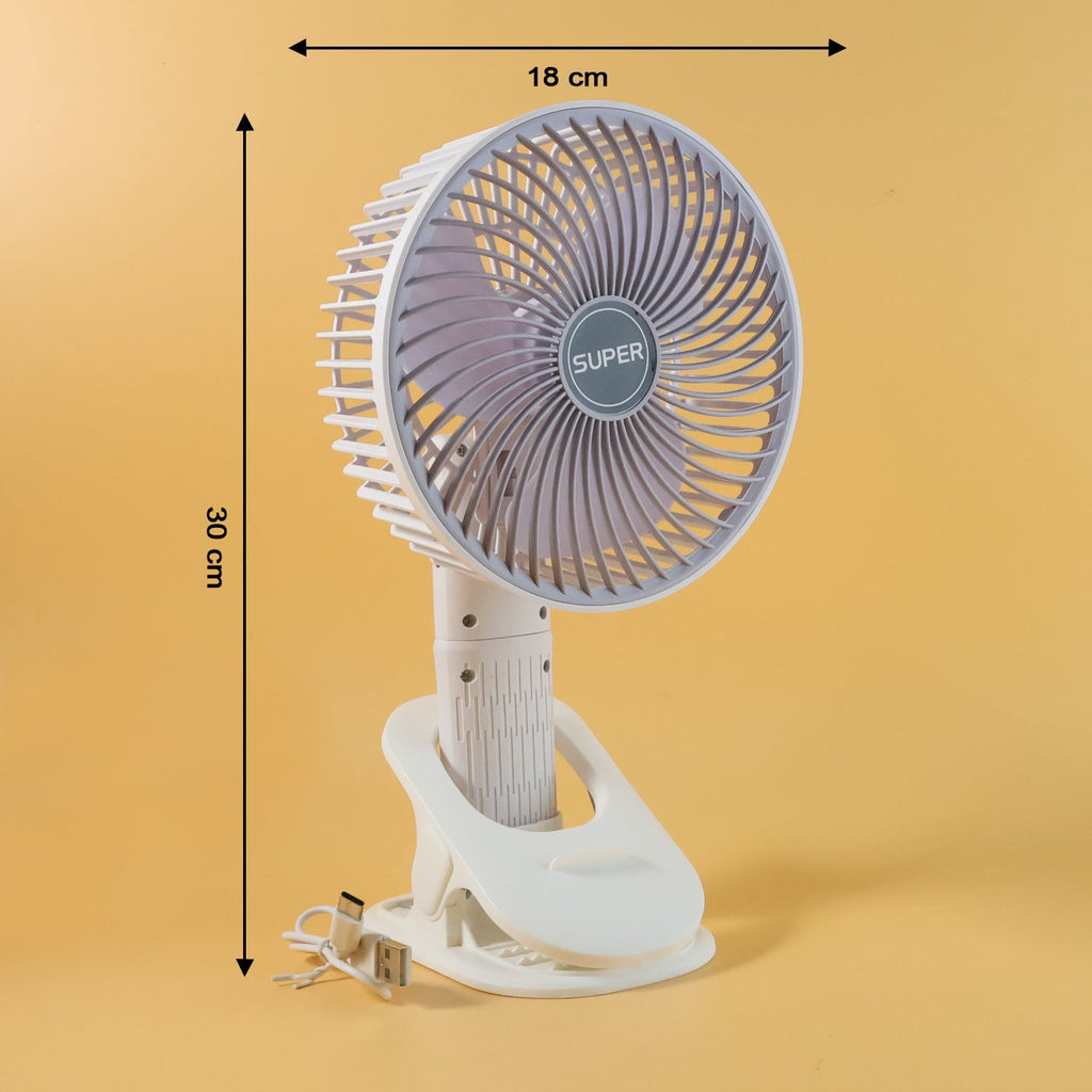 USB fan front view highlighting durable plastic construction