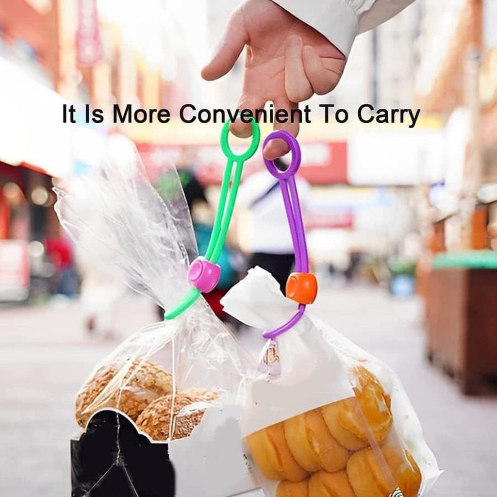 Food bag sealed tightly with reusable silicone clip