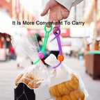 Food bag sealed tightly with reusable silicone clip