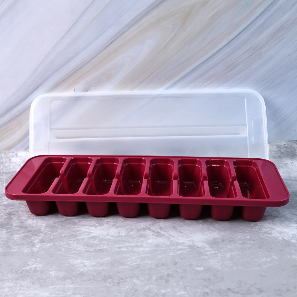 Ice cube storage box with leak-proof lid to prevent spills and mess