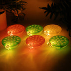 Multicolor lotus canopy LED lamps casting ambient light in dark setting