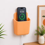 Wall Mounted Storage Pocket holding mobile phone and remote for home organization