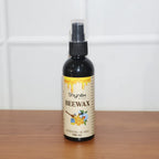 Furniture polish spray highlighting enhanced natural beauty of wooden cabinet after application.