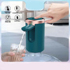 Infographic highlighting the key features and benefits of the USB rechargeable water dispenser.