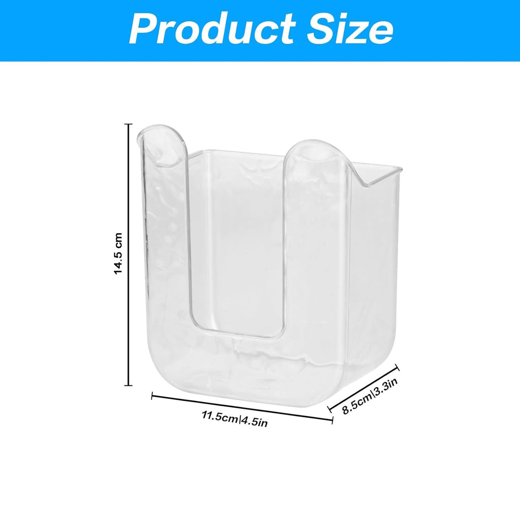 Smooth-edged transparent tissue dispenser wall mount in detail