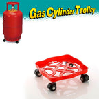 Kitchen scene with an LPG cylinder positioned on the mobile plastic trolley.