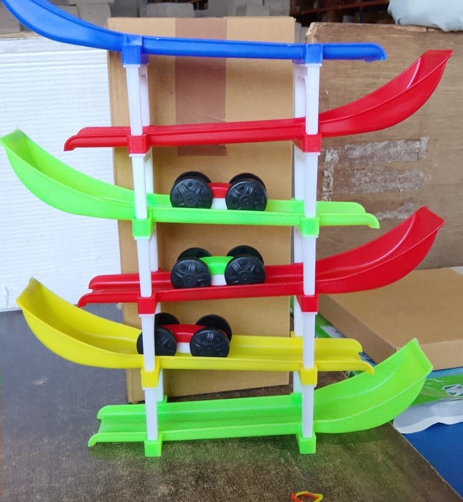 Colorful child's racing track game set
