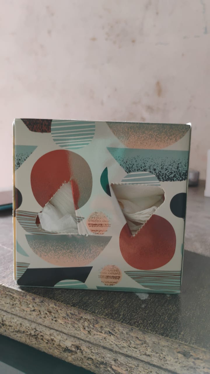 Neutral alternative alt text for tissue cube box image