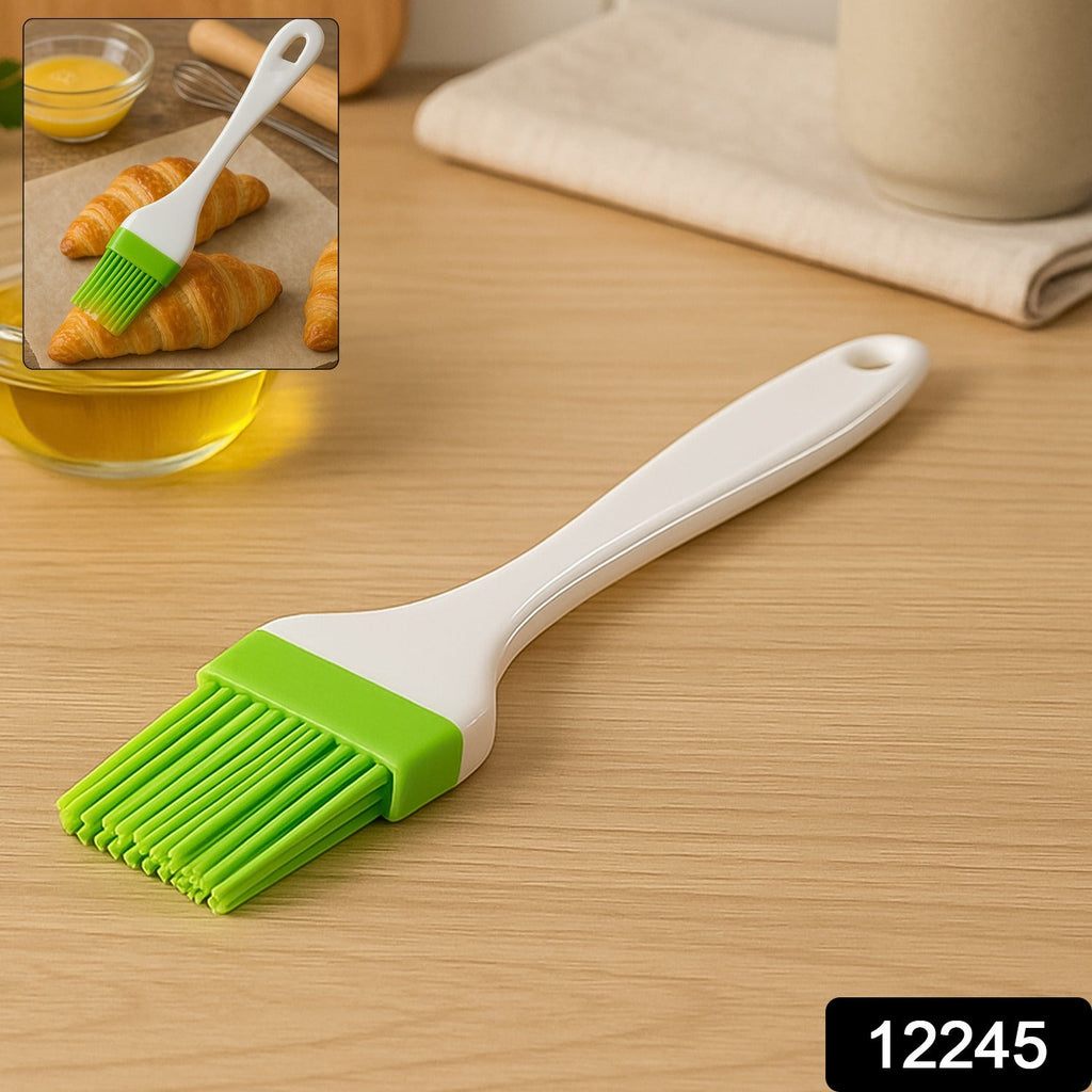 Heat resistant silicone bristles of the kitchen oil spatula brush with ergonomic handle
