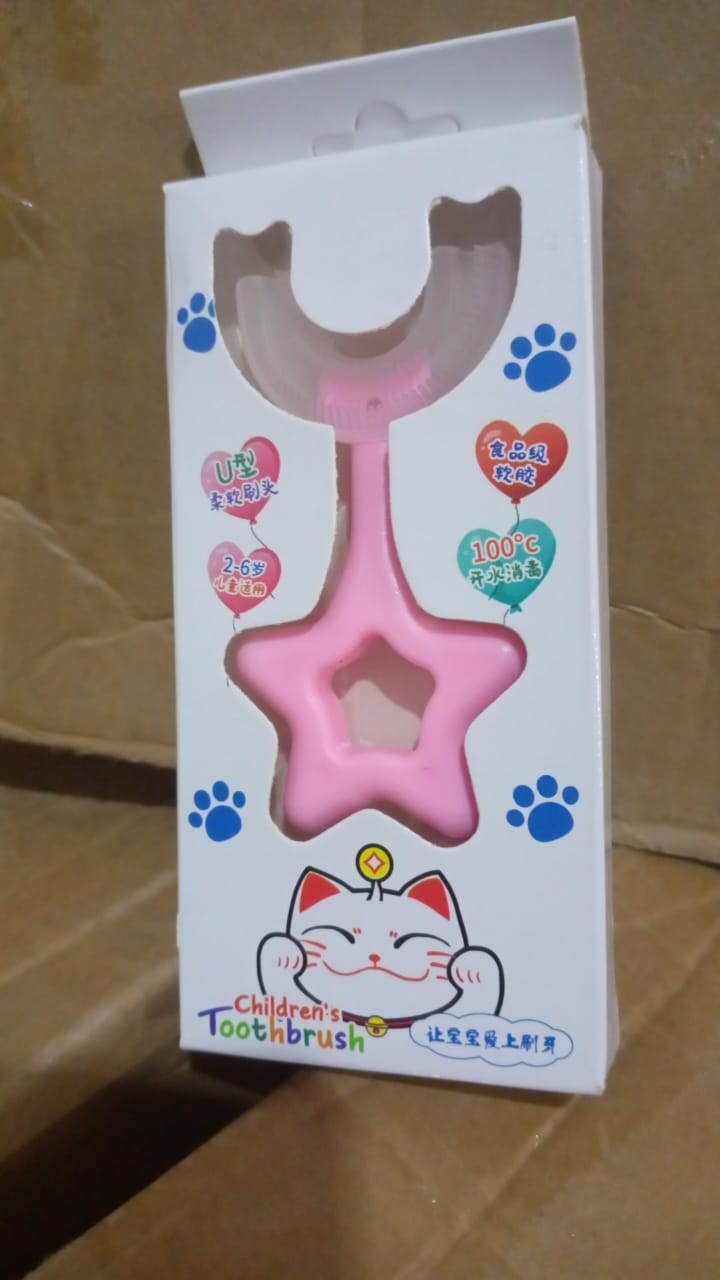 Packaging for the Star U-Shape Silicone Manual Toothbrush for Kids, ready for a fun brushing routine.