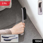 Set of two stiff bristle corner brushes ideal for tile grout and window track cleaning