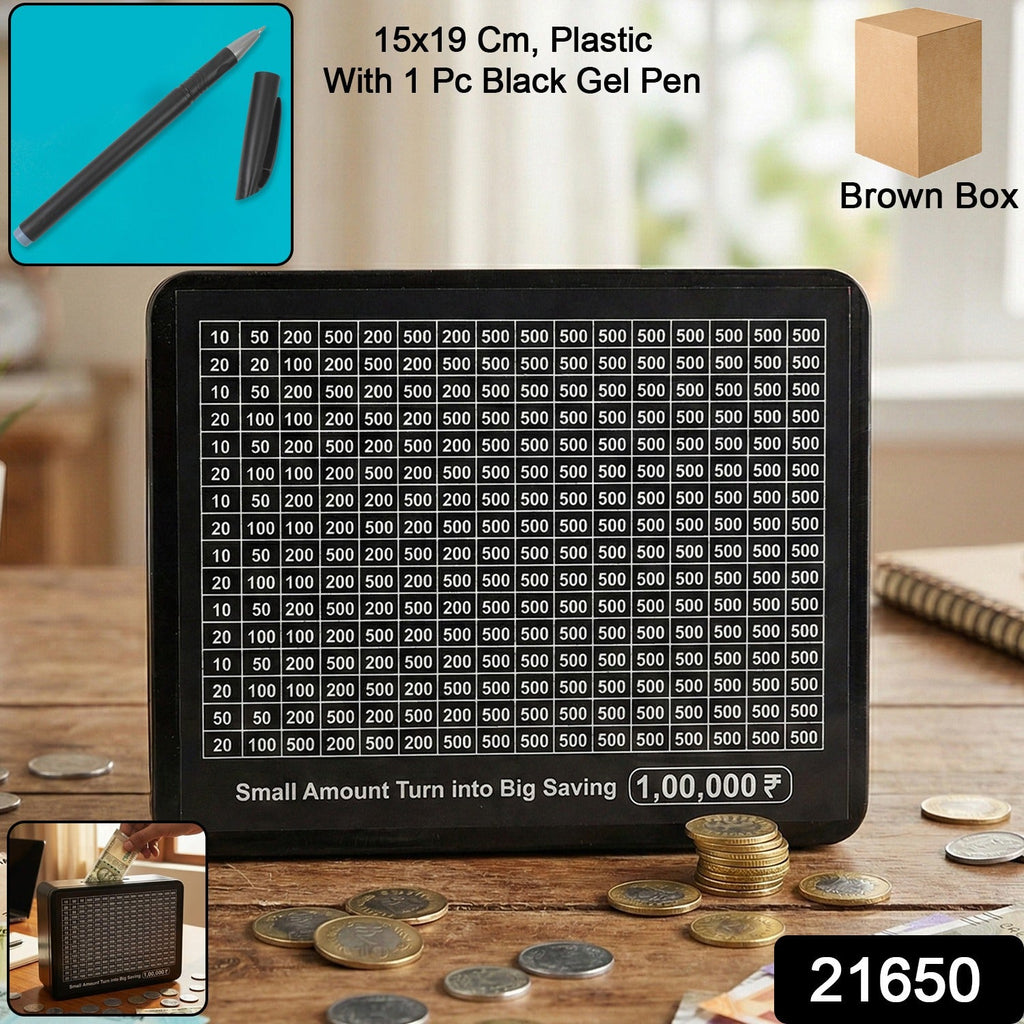 Plastic savings board showing clear money saving layout