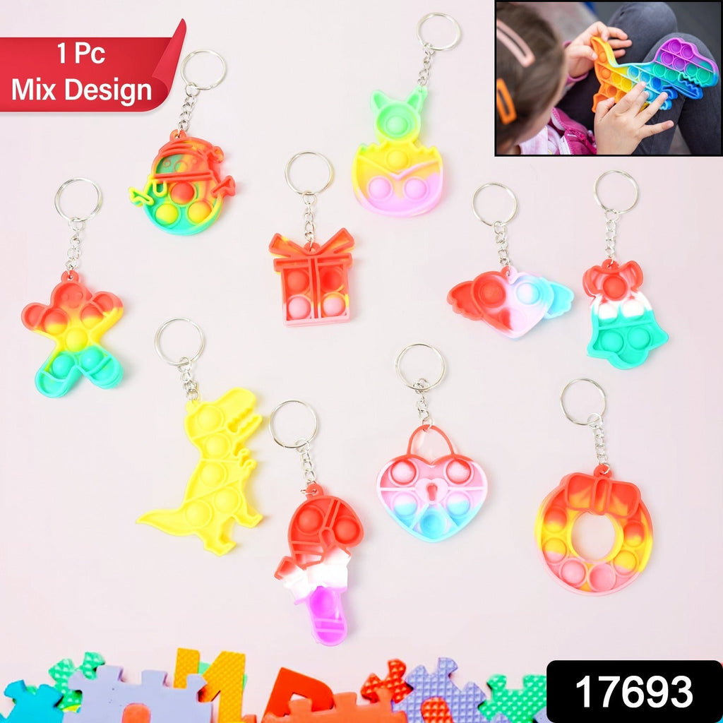 Close-up of a vibrant Pop It Keychain, highlighting its soft, satisfying bubbles.