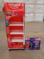 Foldable baby wardrobe assembled in a child's bedroom for organized storage