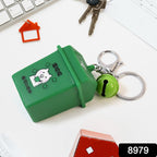 Durable plastic mini recycle bin Trash Can Keychain for keys and bags