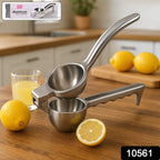 Ergonomic non-slip handle on aluminum lemon squeezer