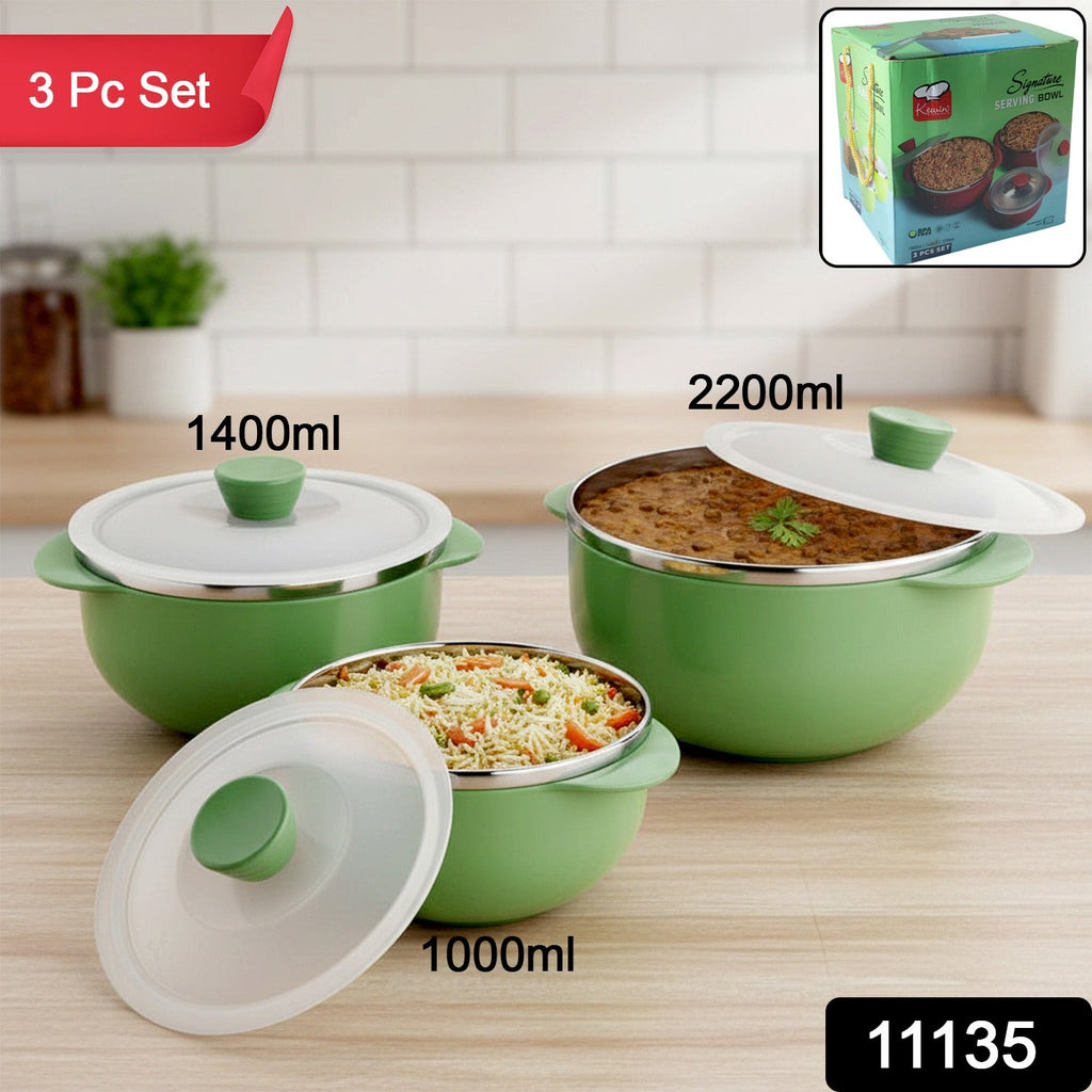 Multipurpose kitchen serving bowl set in three sizes with lids
