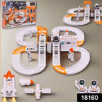 Close-up of the Space Race Track Set showing the shuttle car on the track.