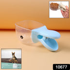 Close-up of airtight bag clip locking pet food scoop