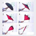 DrizzlePro's innovative upside-down umbrella, designed to prevent water drips.