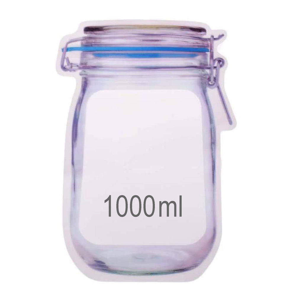 Close-up of the 1000ml reusable food storage bag, highlighting its leakproof seal.