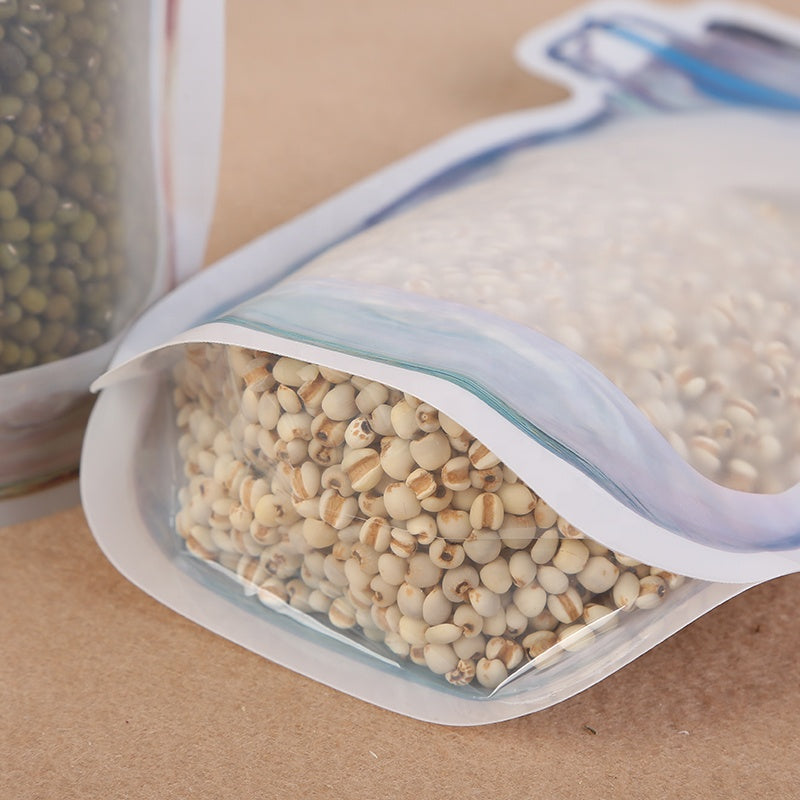 1000ml reusable food storage bag with an airtight zipper seal, perfect for kitchen organization.
