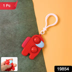 Close-up of a Pop-It Fidget Keychain showing two pushable bubbles and its soft silicone texture.