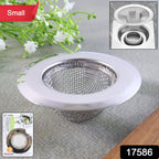 Close-up of kitchen sink drain strainer stopper filter in stainless steel