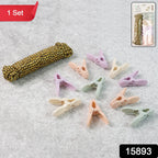Multipurpose cloth clips holding laundry securely on drying rope
