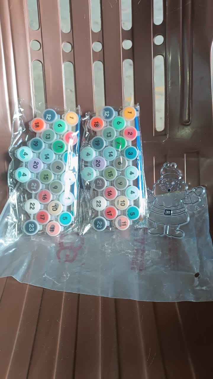 A complete Craftily adult paint by number kit showing all components laid out.